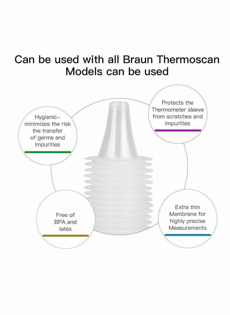 Generic Ear Thermometer Probe Covers, Refill Caps Replacement Lens Filter Thermometer Covers Disposable Refill Caps BPA/Latex Free Clear For All Braun ThermoScan Covers Models, 60PCS  - Image 5