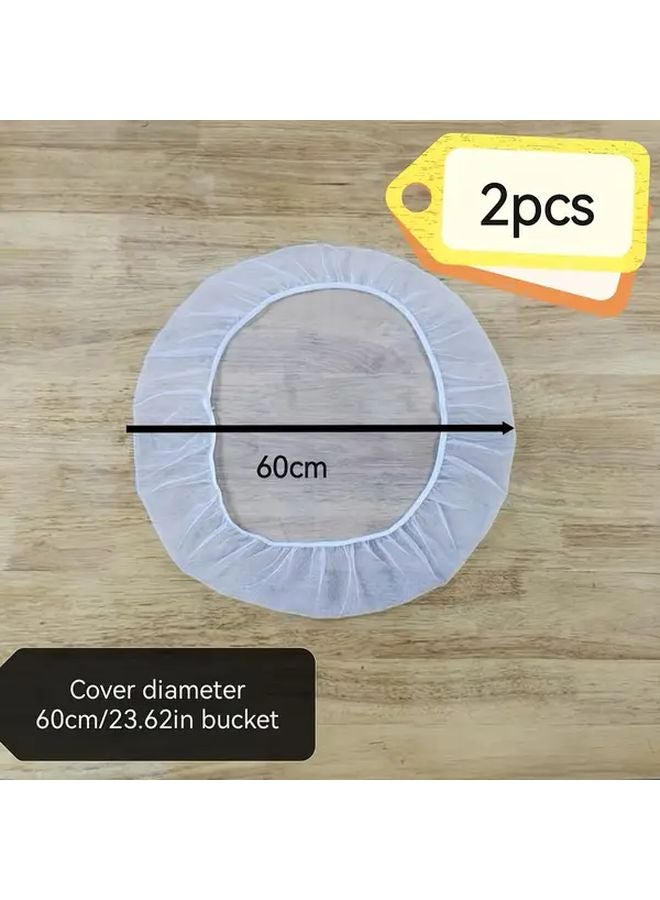 قطعتان 60 سم غطاء شبكي من البوليستر الأبيض لبراميل المطر الخارجية، شبكة حماية من الحشرات والأوراق - Image 1