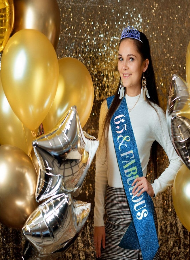 هابدو زينة عيد الميلاد الـ 65 للنساء، وشاح وتاج عيد الميلاد الـ 65، طقم تاج ووشاح رائع، زينة حفلات باللون الأزرق الملكي - Image 2