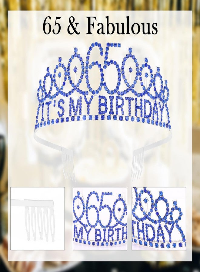 هابدو زينة عيد الميلاد الـ 65 للنساء، وشاح وتاج عيد الميلاد الـ 65، طقم تاج ووشاح رائع، زينة حفلات باللون الأزرق الملكي - Image 5