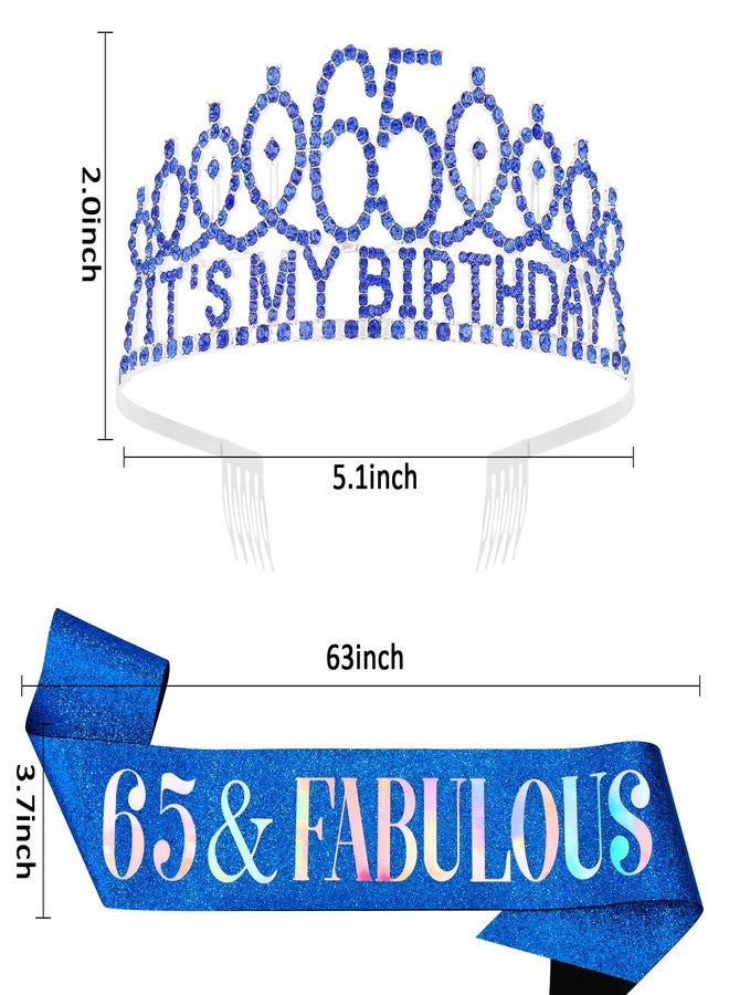 هابدو زينة عيد الميلاد الـ 65 للنساء، وشاح وتاج عيد الميلاد الـ 65، طقم تاج ووشاح رائع، زينة حفلات باللون الأزرق الملكي - Image 3