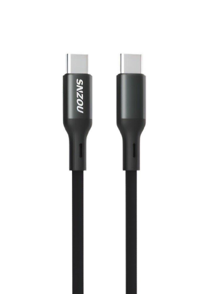SNZOU snzou sn-133 Cable USB-C to USB-C Cable ( 1.0 ft Braided ) 100W USB C PD Fast Charging Cable for Apple, Samsung, Google, and more Black - Image 1