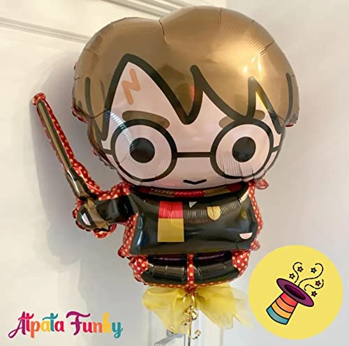 Atpata Funky Harry Potter Foil Balloon with magic wand for Hogwarts theme Magic Wizard Party (Black Gold Theme) - Image 2
