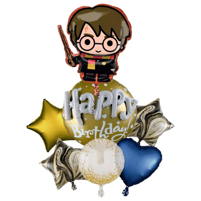 Atpata Funky Harry Potter Foil Balloon with magic wand for Hogwarts theme Magic Wizard Party (Black Gold Theme) - Image 5