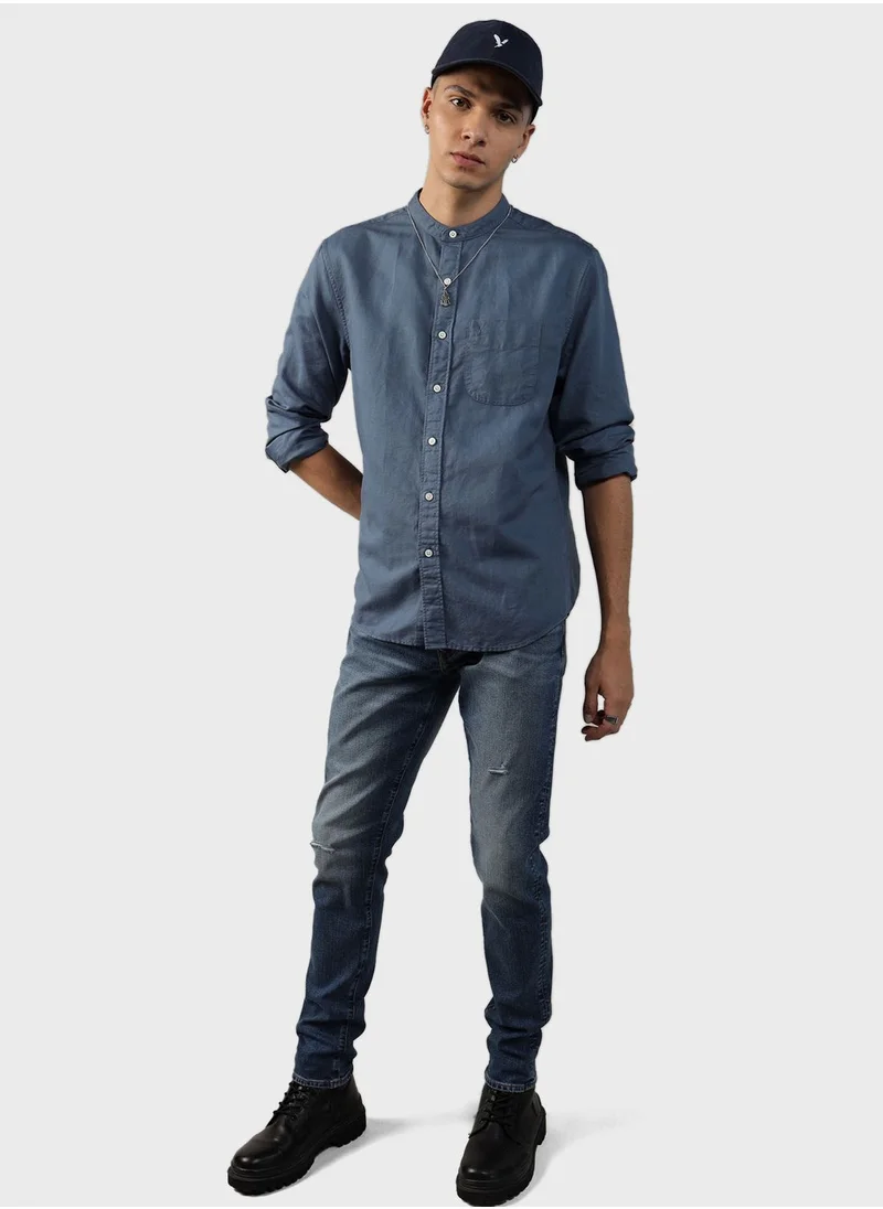 American Eagle Band Collar Classic Fit Shirt