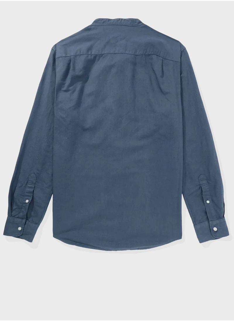 American Eagle Band Collar Classic Fit Shirt