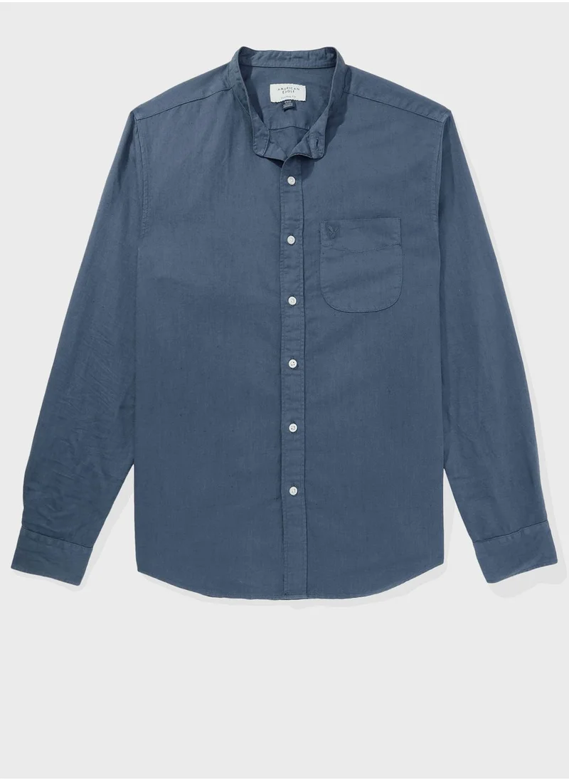 American Eagle Band Collar Classic Fit Shirt