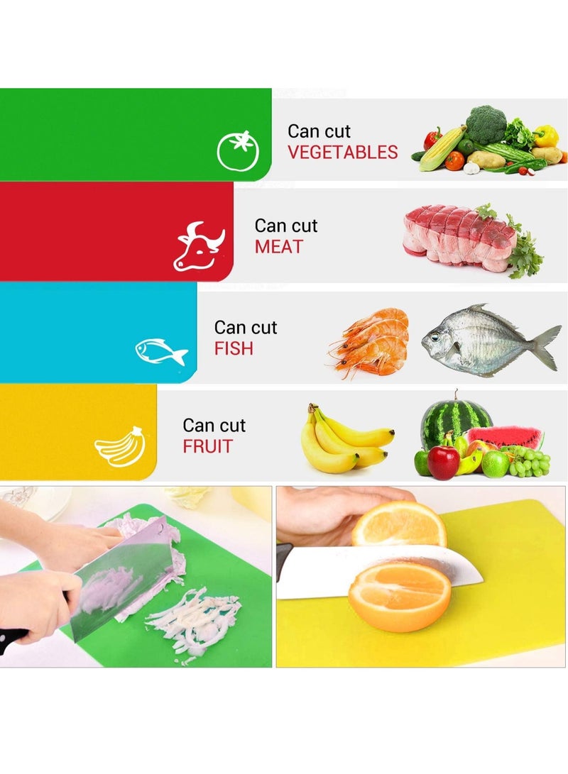 Mmmon 6Pack Set Cutting Board Mats Set,Extra Thick Flexible Plastic Kitchen Chopping Board,Colored Mats with Food Icons Easy-Grip Handles,Dishwasher Safe - Image 2