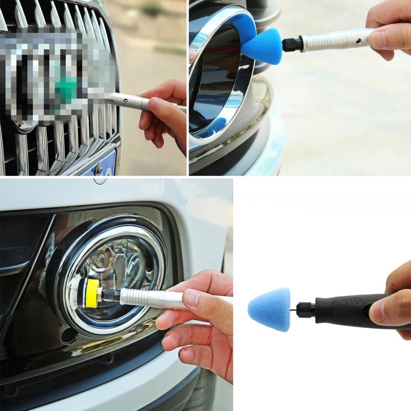 Mini Polishing Pad 3 Inch - Fixed Rolling Bearing Spindle Structure For High-Speed Operation, Self-Locking Button For Easy Head Replacement Polish Pad For Car Headlights, Fog Lights, Hard-To-Reach Sma - Image 2