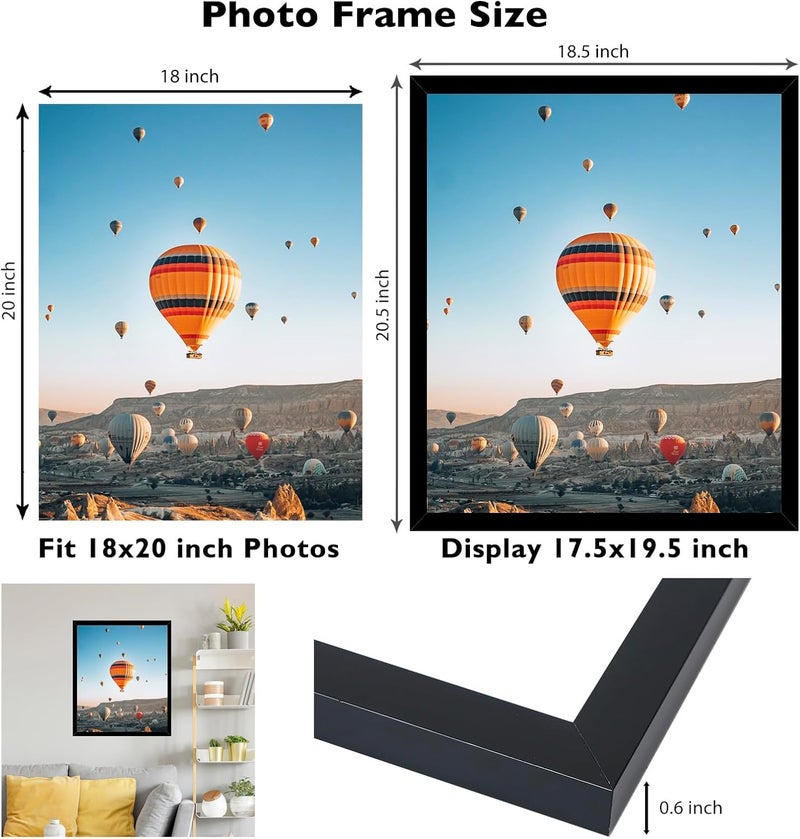 JCJMY مجموعة إطارات صور بحجم 24x24، سوداء اللون، مع ورقة تغطية بحجم 20x24؛ لعرض الصور بحجم 20x24 مع أو بدون ورقة تغطية، أو بدون ورقة تغطية لعرض الصور بحجم 24x24؛ إطارات كبيرة للتعليق على الجدار، مصنوعة من البلاستيك المقاوم للكسر، مجموعتان. - Image 3