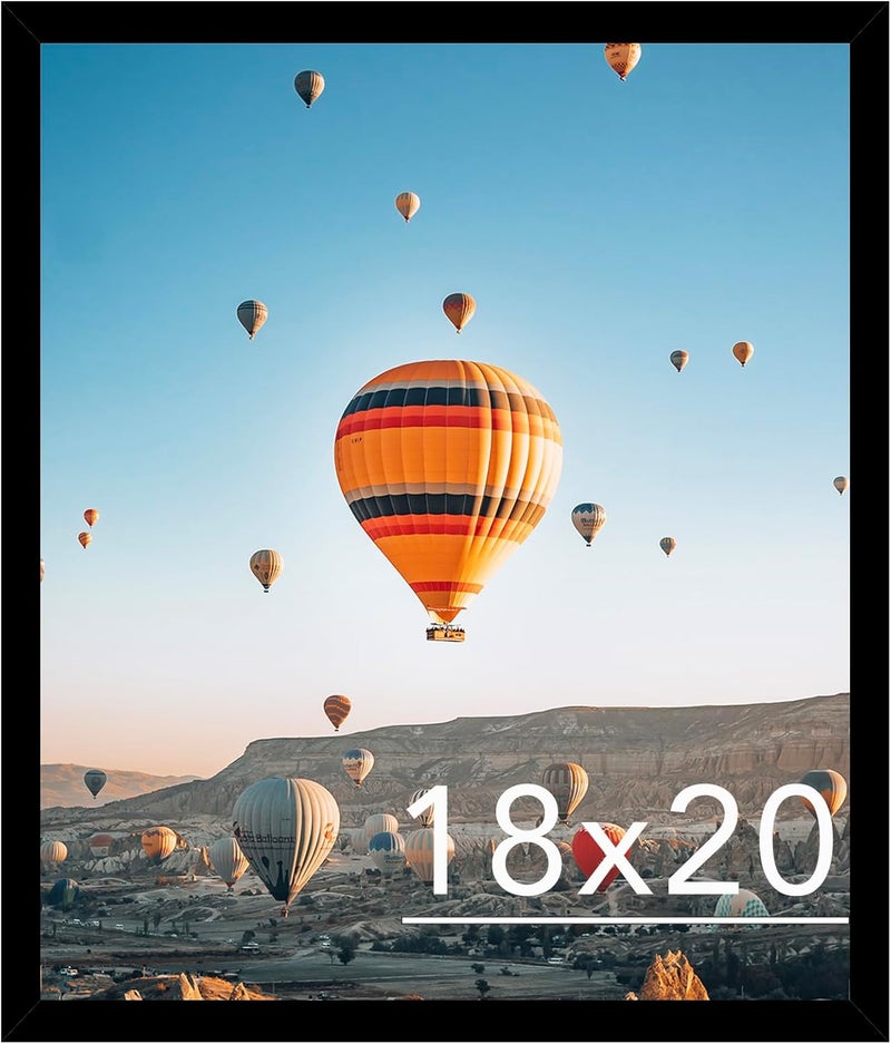 JCJMY مجموعة إطارات صور بحجم 24x24، سوداء اللون، مع ورقة تغطية بحجم 20x24؛ لعرض الصور بحجم 20x24 مع أو بدون ورقة تغطية، أو بدون ورقة تغطية لعرض الصور بحجم 24x24؛ إطارات كبيرة للتعليق على الجدار، مصنوعة من البلاستيك المقاوم للكسر، مجموعتان. - Image 1