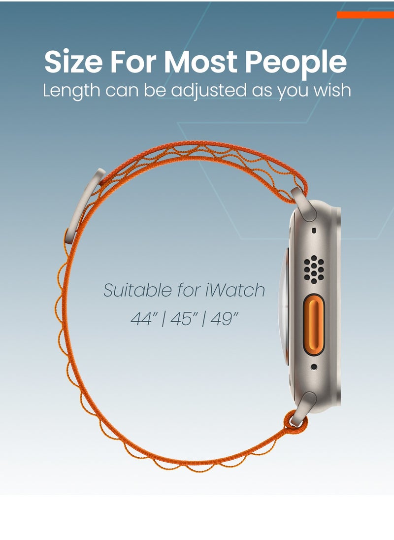 Moxedo Moxedo Alpine Loop Watch Band Adjustable Sports Nylon Woven with Titanium G-Hook Strap Compatible with Apple Watch Band Series 8,7,6,5,4,3,2,1,SE Ultra design for 44mm,45mm,49mm (Orange)  - Image 5