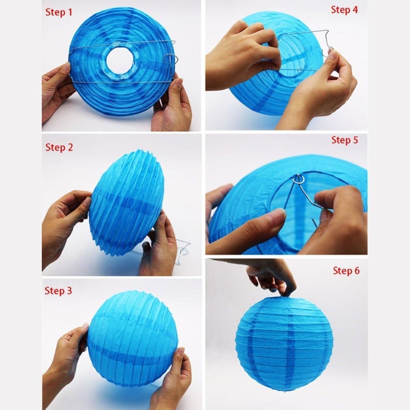 ILIKA Round Hanging Ball Paper Hanging Lantern Paper Lamp Balcony Decoration Items Outdoor Light Lamp Hanging Lamp Paper Lanterns for Decoration Pack of 10_Multicolor 24 Cm X 24 Cm - Image 5