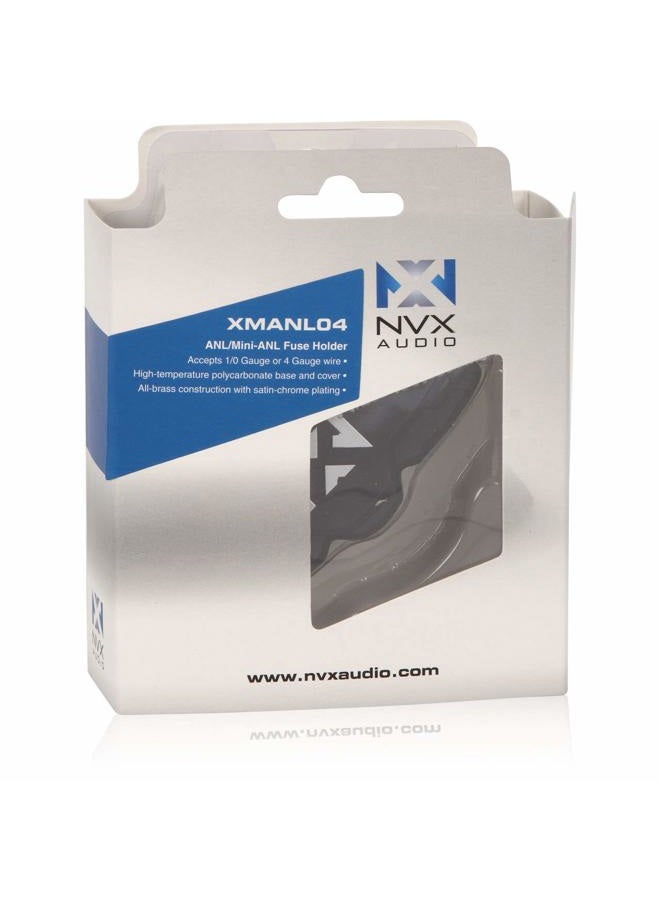 NVX XMANL04 1/0 or 4 Gauge ANL/Mini-ANL Inline Fuse Holder – Solid Brass with Satin Chrome Finish – High-Temp Polycarbonate Housing – Car and Marine Audio Protection - Image 3