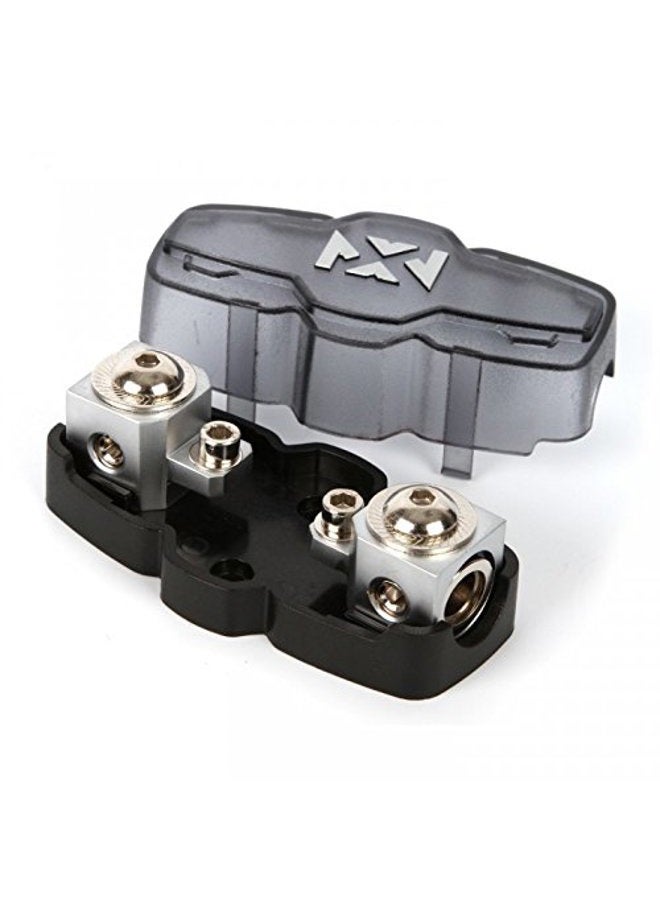 NVX XMANL04 1/0 or 4 Gauge ANL/Mini-ANL Inline Fuse Holder – Solid Brass with Satin Chrome Finish – High-Temp Polycarbonate Housing – Car and Marine Audio Protection - Image 2