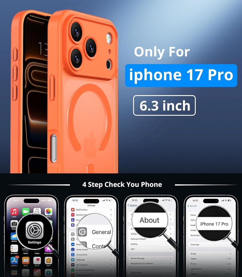 Vansdon Magnetic for iPhone 17 Pro Case with 1 Protective Glass, Compatible with Magsafe, Military Standard Drop Protection, Translucent Matte Back, Shockproof Mobile Phone Case for iPhone 17 Pro - Image 4