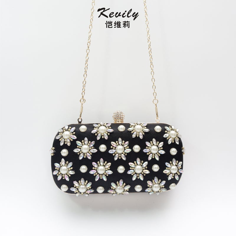 Kaiweili New Style Pearl And Colored Diamond Floral Evening Bag Dress Evening Bag Eveningbag - Image 4