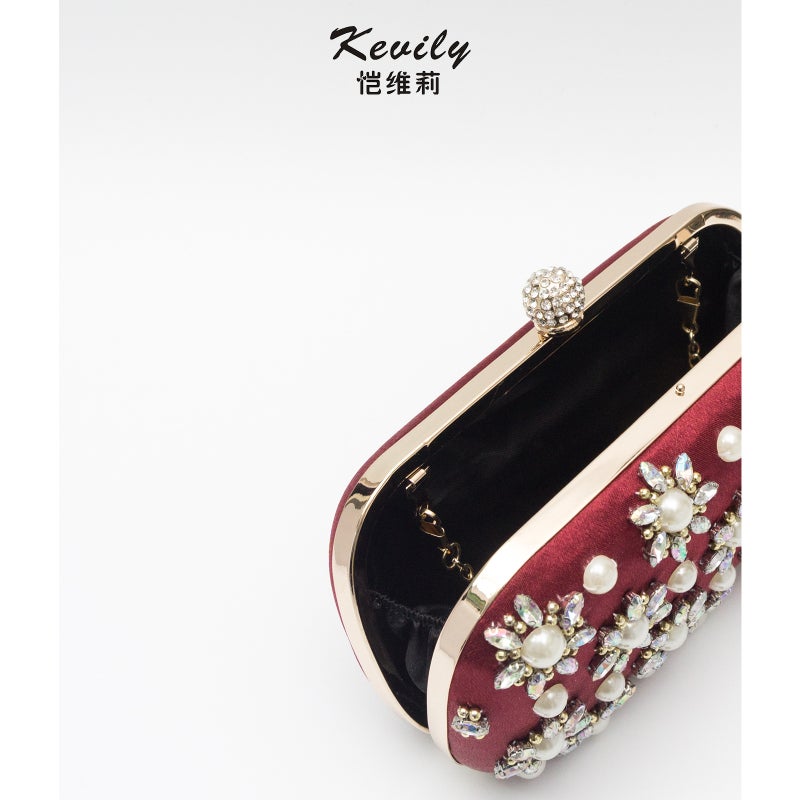 Kaiweili New Style Pearl And Colored Diamond Floral Evening Bag Dress Evening Bag Eveningbag - Image 5