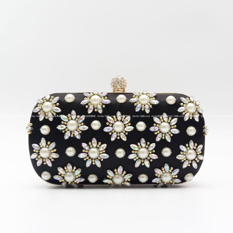 Kaiweili New Style Pearl And Colored Diamond Floral Evening Bag Dress Evening Bag Eveningbag - Image 1