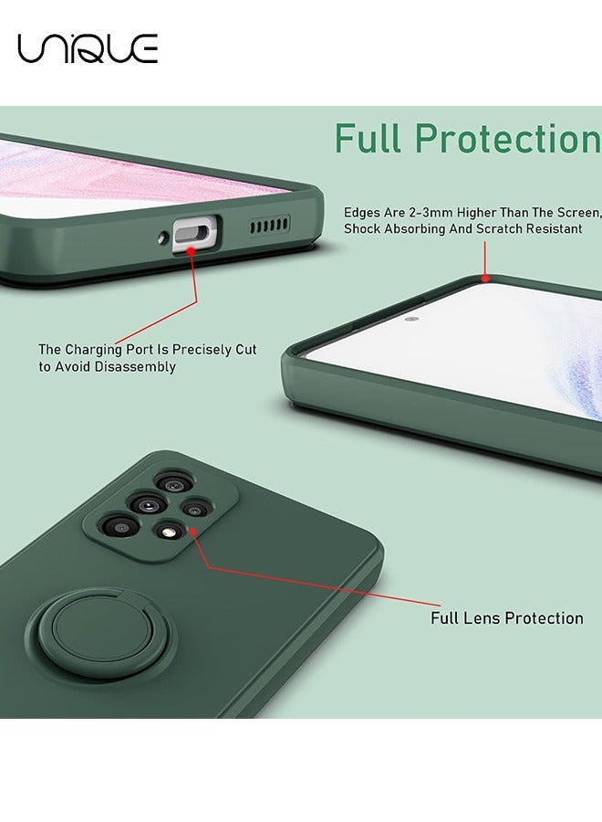 يونيك متوافق مع سامسونج جالاكسي A53 5G جراب ، مع مسند دائري للنساء الرجال لينة سيليكون TPU المضادة للصدمات غطاء حماية ضد الصدمات مع حماية الكاميرا لسامسونج جالاكسي A53 5G 6.5 بوصة - أخضر - Image 3
