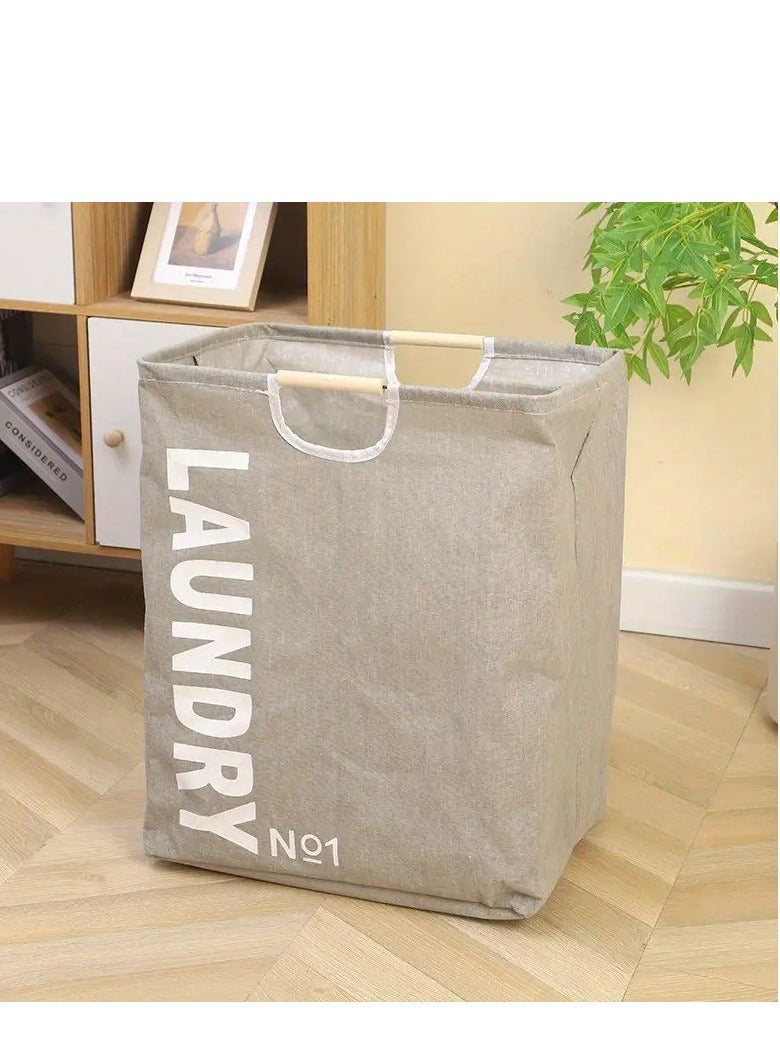 Portable Folding waterproof Fabric Laundry Basket - Gray - Image 1