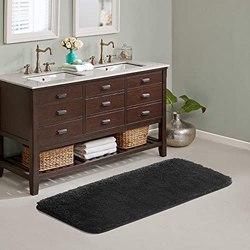 Suchtale Large Bathroom Rug Extra Soft and Absorbent Shaggy Bathroom Mat (24 x 60, Black) Machine Washable Microfiber Bath Mat for Bathroom, Non Slip Bath Mat, Luxury Bathroom Floor Mats Rubber Back - Image 1