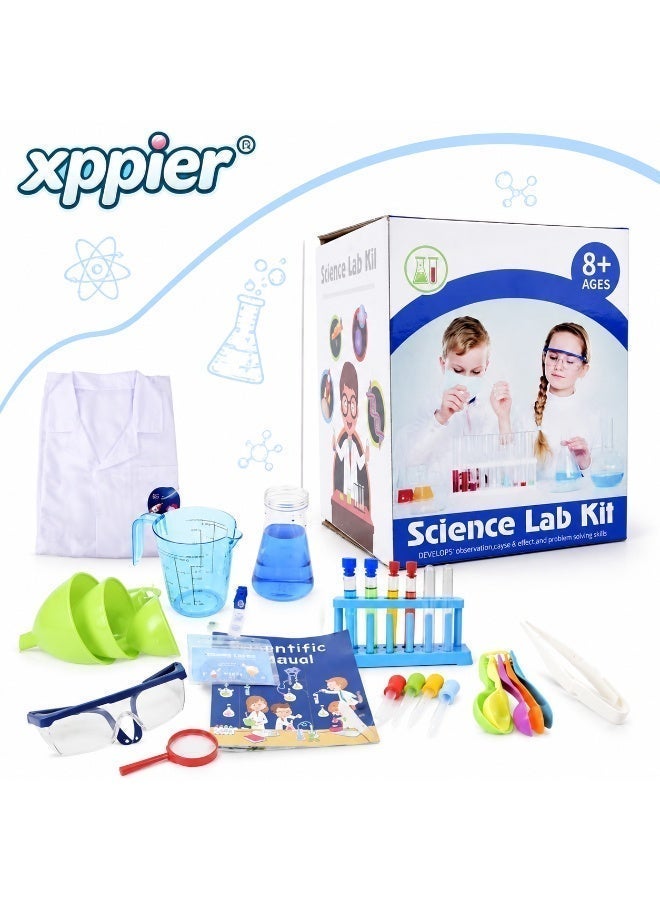 xppier Kids Science Experiment Kit with Goggles Scientist Coat Costume Laboratory Set Scientist Pretend Play Toys Educational Learning Scientific Toys for Party, Scientist Cosplay - Image 1