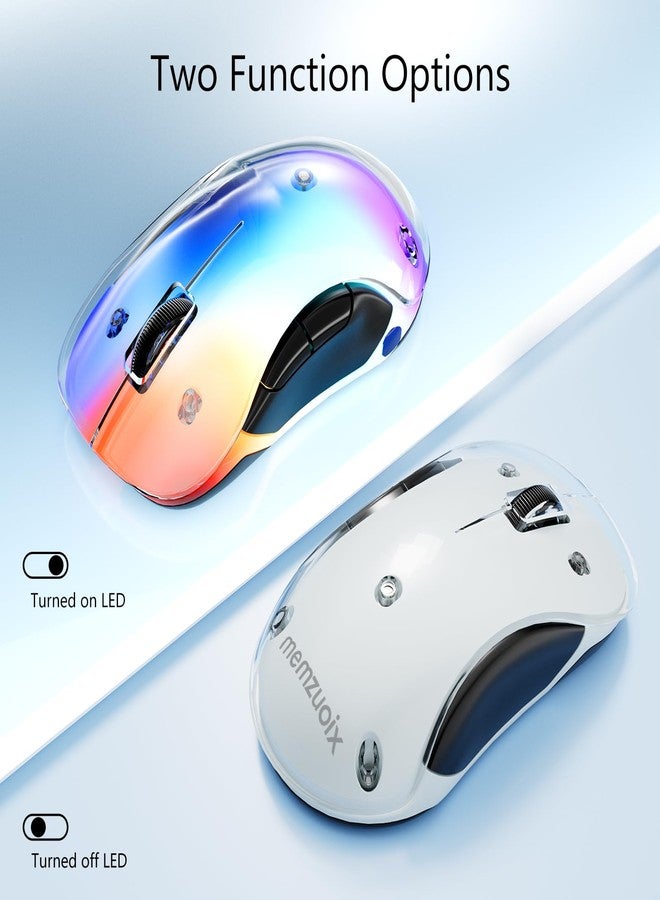memzuoix 2.4G Wireless Mouse with Customizable Cover & 9-Color LED - Rechargeable Ergonomic, 1200 DPI, 5 Buttons, USB Receiver for PC/Mac - White - Image 3