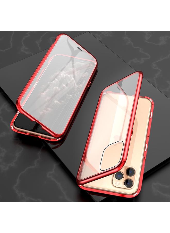 Zaboon Case For iPhone 11 Pro Max Ultra Slim Double Sides Magnetic Adsorption Angular Frame Tempered Glass Magnet Flip Case - Image 1