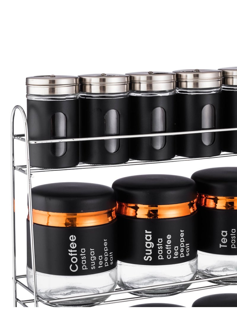 اباريك الصفا طقم علب بهارات قزاز ملبس استيل مكون من 11 قطعه - Image 3