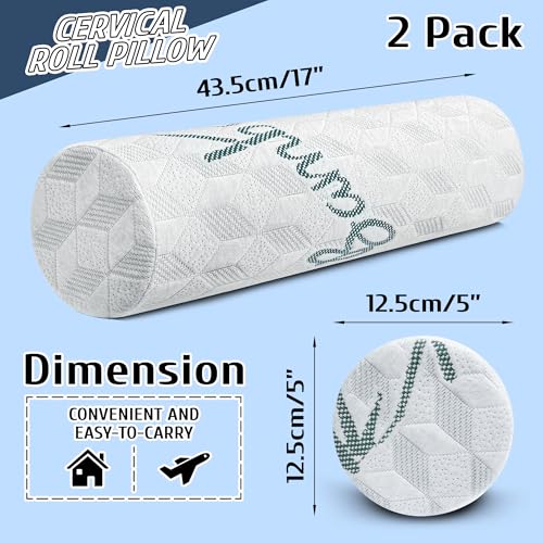 LVYSHOW Cervical Roll Pillow, 2 Pack Round Bolster Pillow with Removable Washable Cover for Neck, Back, Leg, and Knee Support, 5" x 17" - Image 3