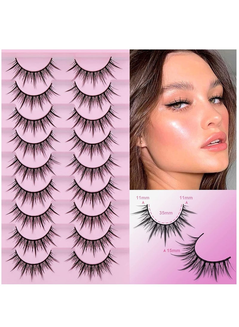 KASTWAVE Fake Lashes, Fairy Manga Lashes Spiky Anime False Eyelashes 3D Natural Makeup Little Devil Fake Lashes 9 Pairs  - Image 4