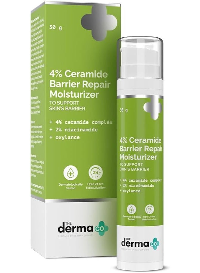 The Derma Co 4% Ceramide Barrier Repair Moisturizer | Niacinamide & Oxylance I Repairs & Strengthens Skin I Improves Skin texture I Lightweight Cream I 24 Hrs Moisturization | For All Skin Type - 50gm - Image 1