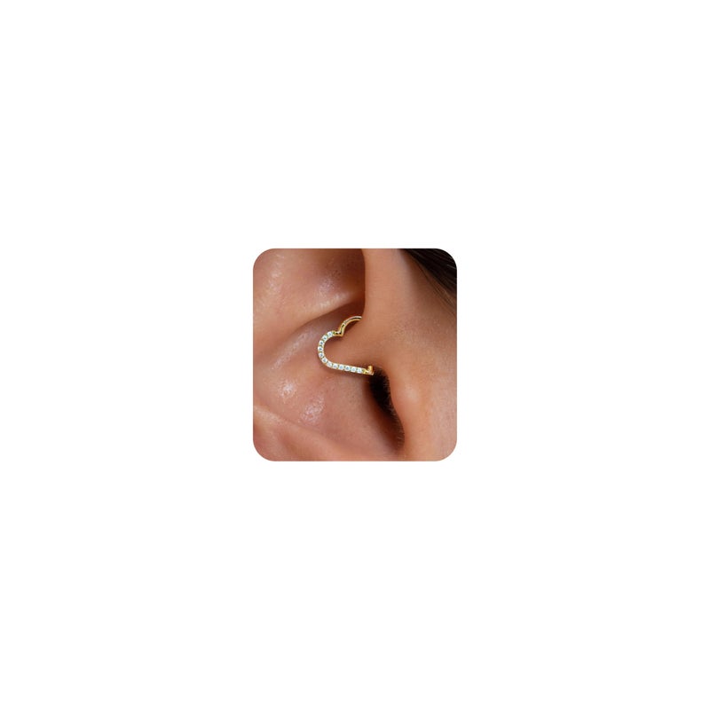 ShineRose Cartilage Daith Earrings For Women Small 14K Gold Plated Hoop Hypoallergenic Helix Piercing Huggie Surgical Steel Diamond Implant Cubic Zirconia Jewelry - Image 1