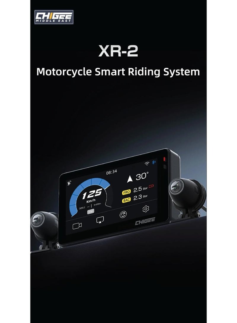 CHIGEE XR-2 Dual-Dash Cam for Motorcycles, IP68 Waterproof, CarPlay & Android Auto, 4K HDR Dual-Channel Recording - Image 2