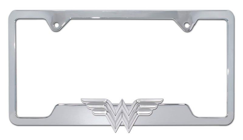 Elektroplate Officially Licensed - DC Comics Wonder Woman Chrome-Plated All-Metal Open Corner Premium 3D License Plate Frame Tag Holder for Cars/SUVs/Trucks Weather-Proof Automotive Accessory