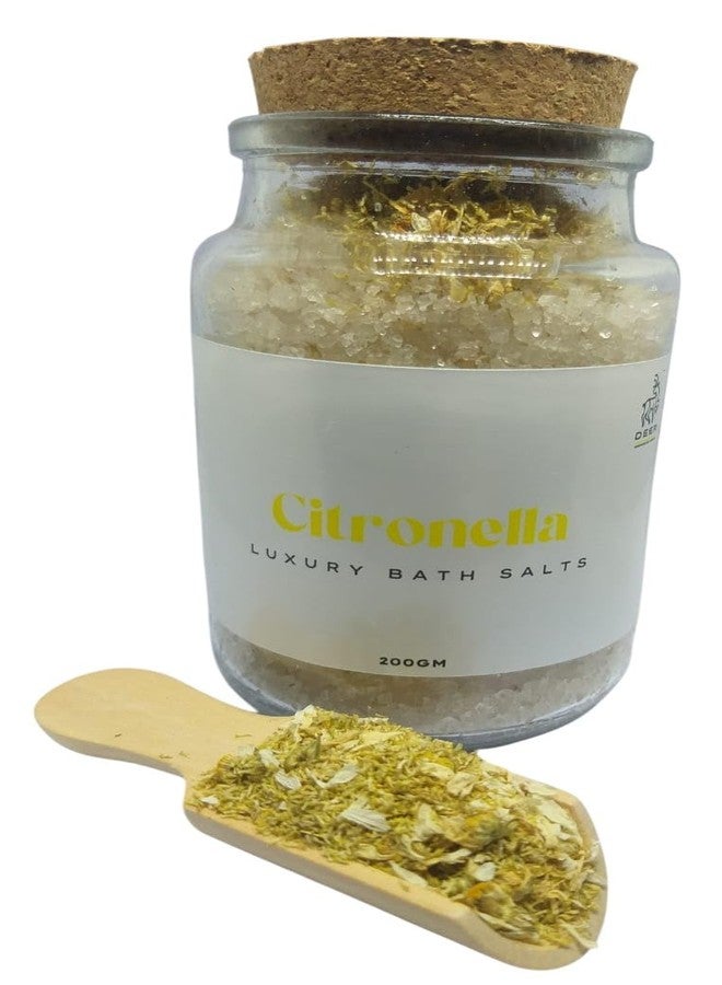 Deer ملح حمام DEER بالسترونيلا 200 جرام - نقع حمام فاخر مع زيوت أساسية وطبيعية | العلاج بالروائح وديتوكس الجسم | جرة زجاجية بغطاء من الفلين - Image 1