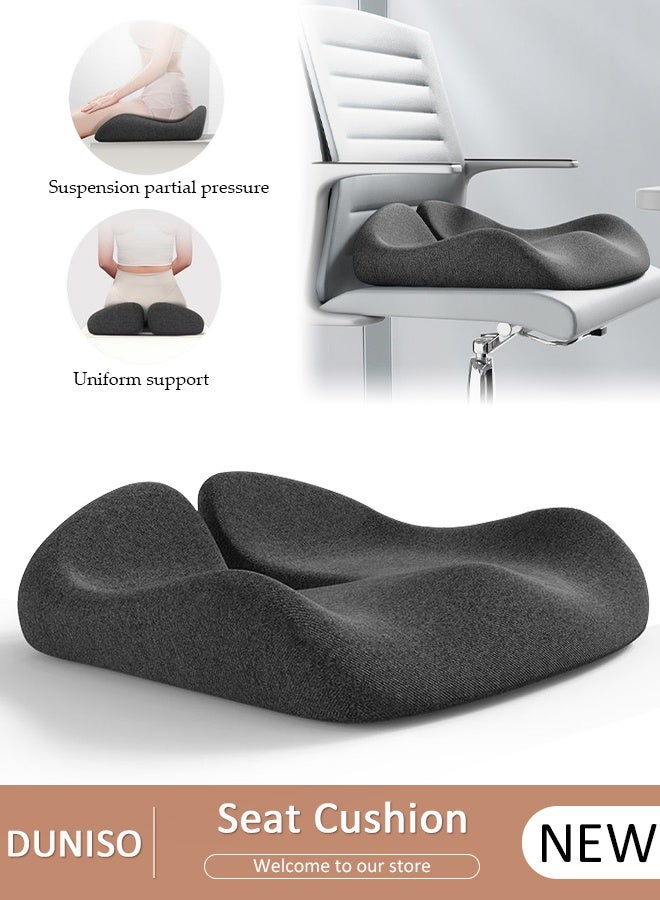 DUNISO وسادة مقعد من الإسفنج الذكي لكرسي المكتب ومقعد السيارة، وسادة عصعص ثابتة لتخفيف آلام عظم الذنب، تقليل ضغط عظم الذنب وتحسين الراحة، تخفيف آلام الورك وعرق النسا - Image 1