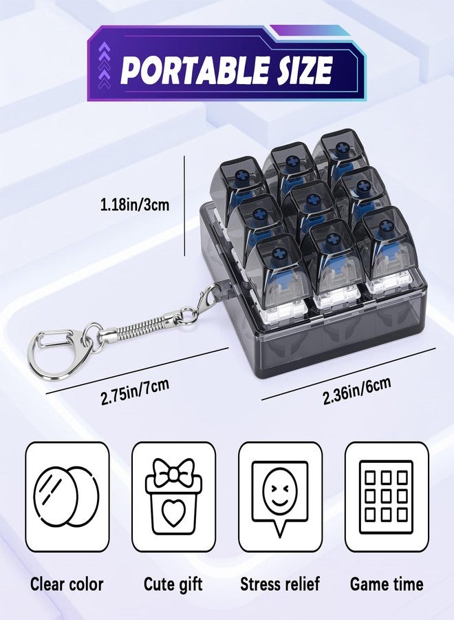 HOMQYTE Transparent Keyboard Fidget Toys for Adults Keyboard Clicker Button Keychain Sensory Toy for Office Stress Relief Autism (9IN1-Style B) - Image 2