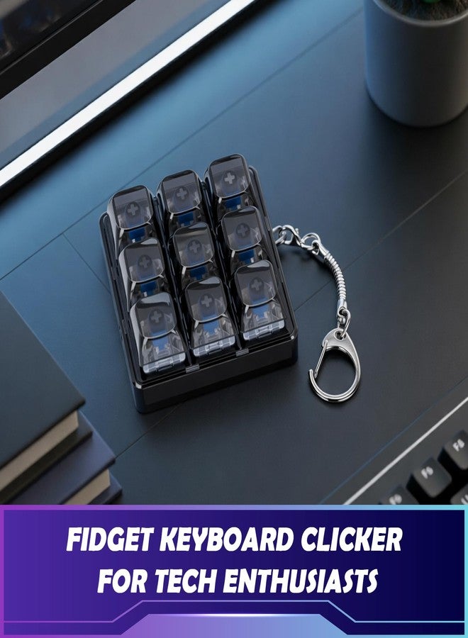 HOMQYTE Transparent Keyboard Fidget Toys for Adults Keyboard Clicker Button Keychain Sensory Toy for Office Stress Relief Autism (9IN1-Style B) - Image 4