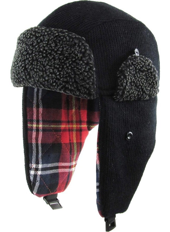 KBETHOS KBW-614 BLK Plaid Solid Aviator Trapper hat Trooper Ear Flaps Ushanka Eskimo Warm Winter Cold - Image 1
