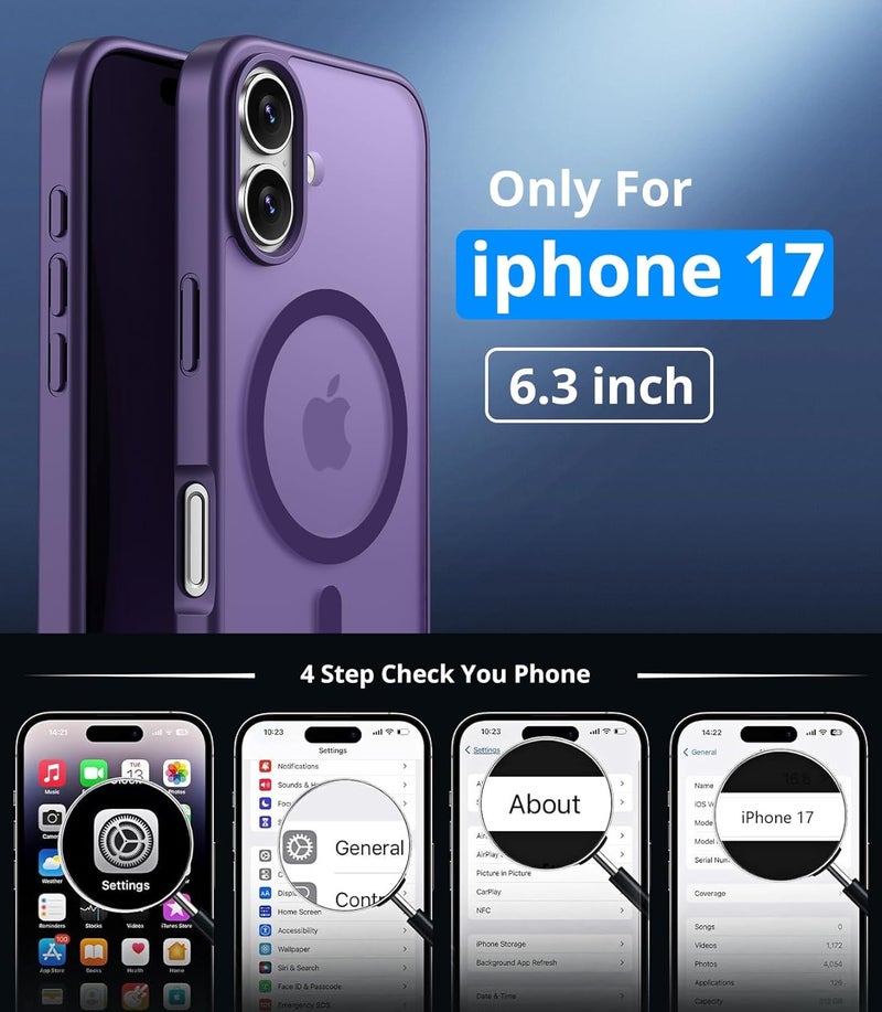 Vansdon Magnetic Case for iPhone 17 with 1 Protective Glass Compatible with MagSafe Military Standard Drop Protection Clear Matte Back Shockproof Phone Case for iPhone 17 - Image 4