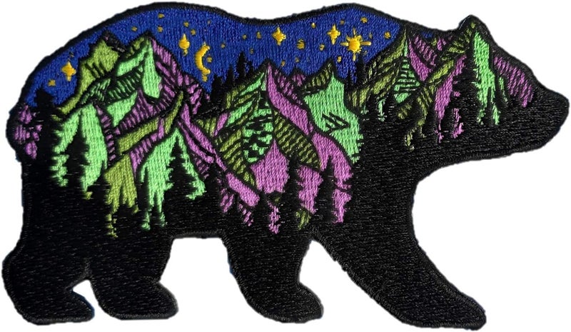 PatchClub Bear and Mountains Adventure Outdoor Patch  47 inches Colorful Embroidered Cool Iron OnSew On Patches