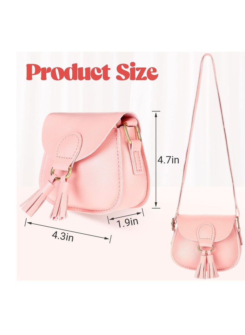 Excefore Crossbody Purse for Girl, 4pcs Toddler Mini Diverse Colors Pu Leather Shoulder Bag Cute Crossbody Bag with Tassel Novelty Wallets for Little Girls - Image 2