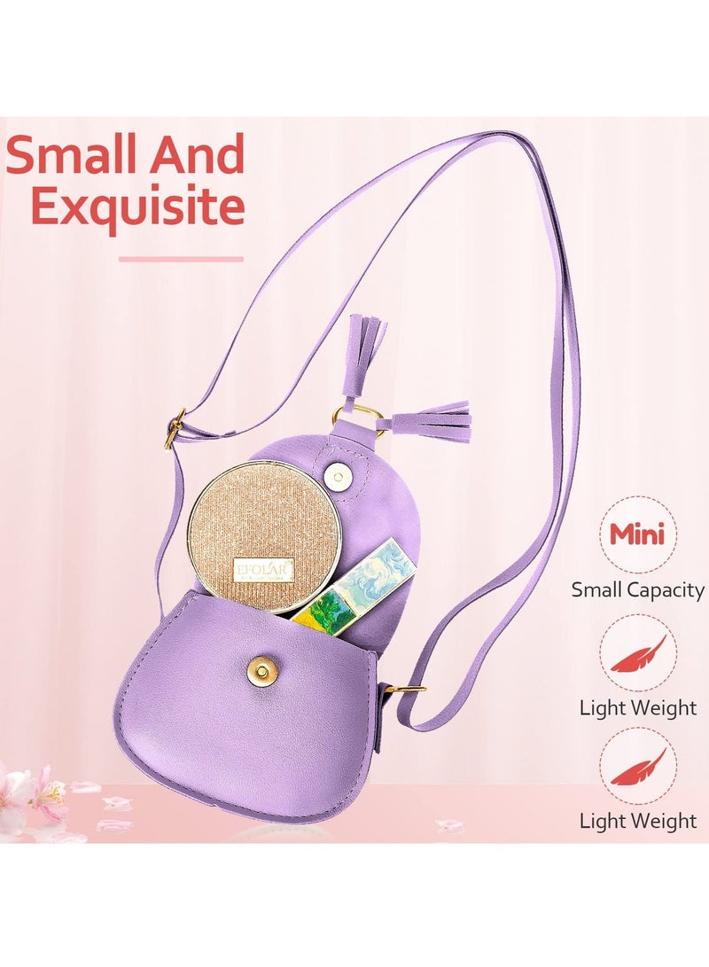 Excefore Crossbody Purse for Girl, 4pcs Toddler Mini Diverse Colors Pu Leather Shoulder Bag Cute Crossbody Bag with Tassel Novelty Wallets for Little Girls - Image 3