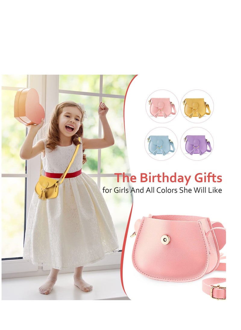 Excefore Crossbody Purse for Girl, 4pcs Toddler Mini Diverse Colors Pu Leather Shoulder Bag Cute Crossbody Bag with Tassel Novelty Wallets for Little Girls - Image 5