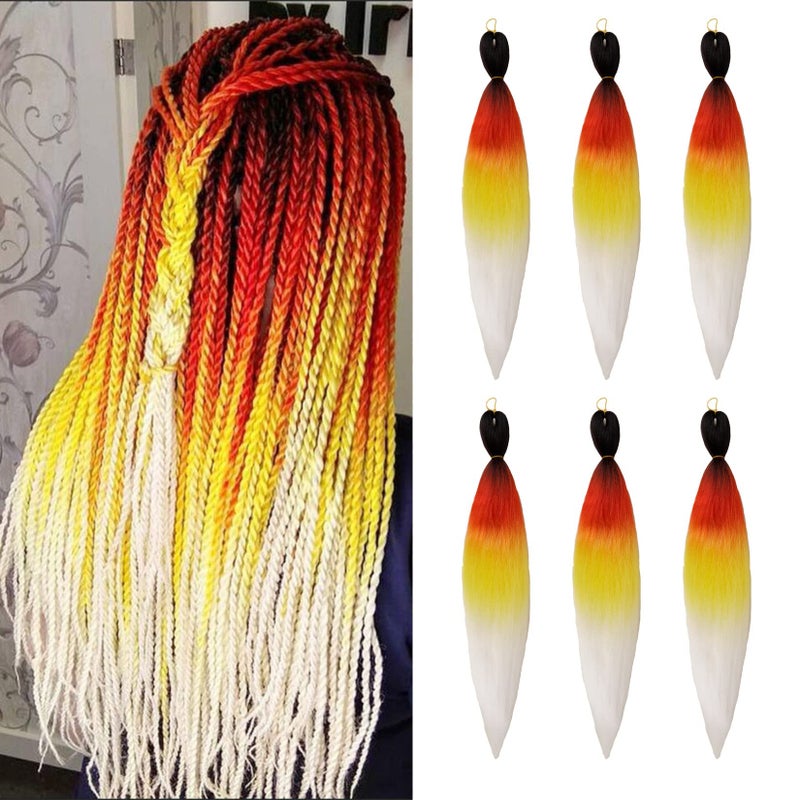 Pre Stretched Braiding Hair Phoenixfly 266 Packs Braid Professional Yaki Synthetic Hair for Fiber Corchet Braids Women Twist Crochet Braids BlackRedYellowWhite