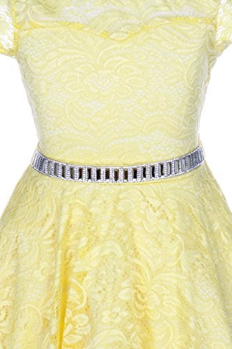 iGirlDress Little Girls Floral Lace Flower Girls Dresses Yellow Size 6 - Image 2