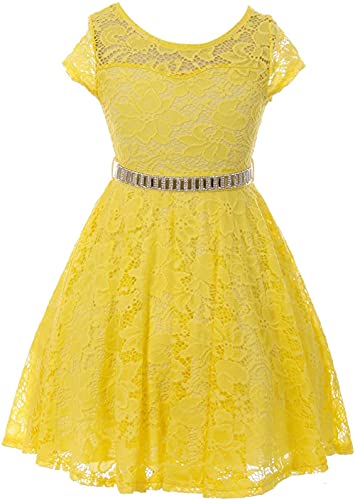 iGirlDress Little Girls Floral Lace Flower Girls Dresses Yellow Size 6 - Image 5
