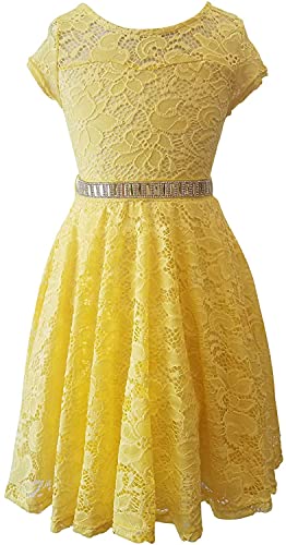 iGirlDress Little Girls Floral Lace Flower Girls Dresses Yellow Size 6 - Image 4